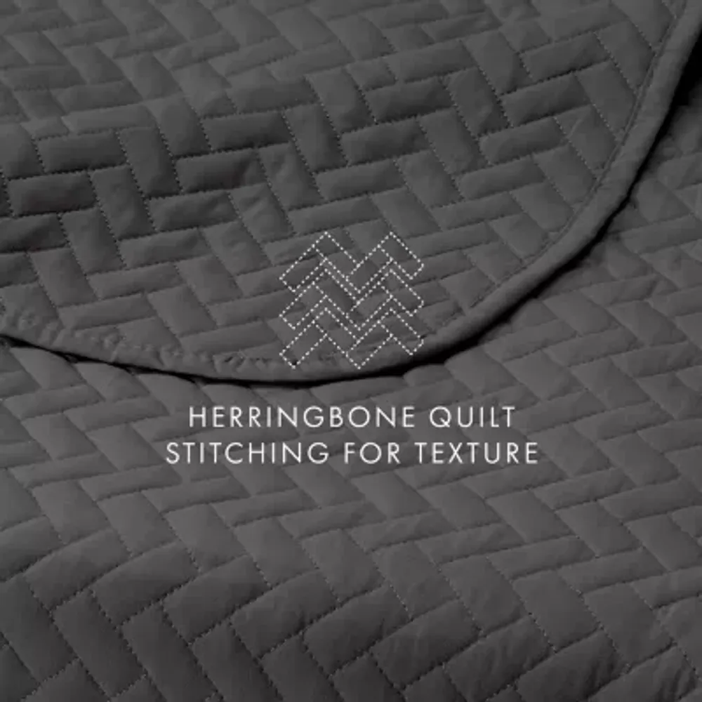 Casual Comfort Premium Ultra Soft Herring Pattern Quilted Coverlet Set
