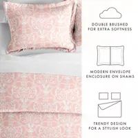Casual Comfort Romantic Damask Pattern Oversized Duvet Cover Set