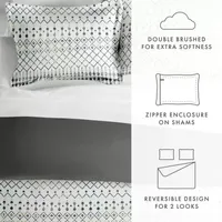 Casual Comfort Etched Gate Pattern Oversized Reversible Duvet Cover Set