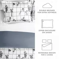 Casual Comfort Flower Field Pattern Oversized Reversible Duvet Cover Set