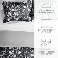 Casual Comfort Secret Garden Pattern Oversized Reversible Duvet Cover Set