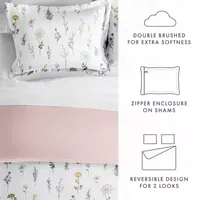 Casual Comfort Wild Flower Pattern Oversized Reversible Duvet Cover Set