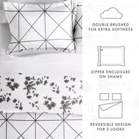 Casual Comfort Edgy Flowers Pattern Oversized Reversible Duvet Cover Set