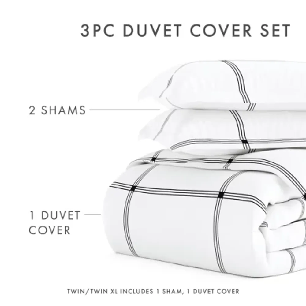 Casual Comfort Grid Patterned Duvet Cover Set