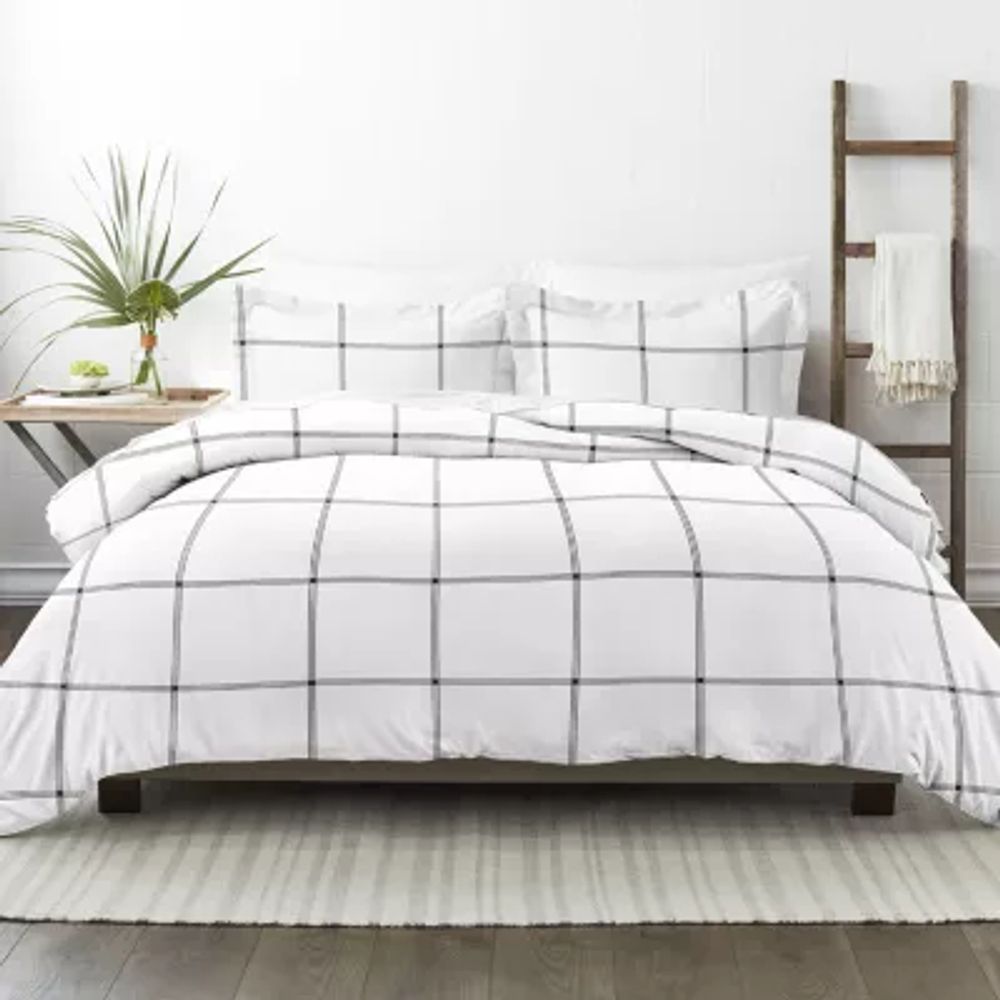 Casual Comfort Grid Patterned Duvet Cover Set