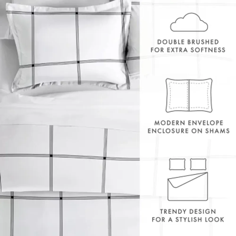 Casual Comfort Grid Patterned Duvet Cover Set
