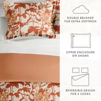 Casual Comfort Boho Flower Patterned Reversible Duvet Cover Set