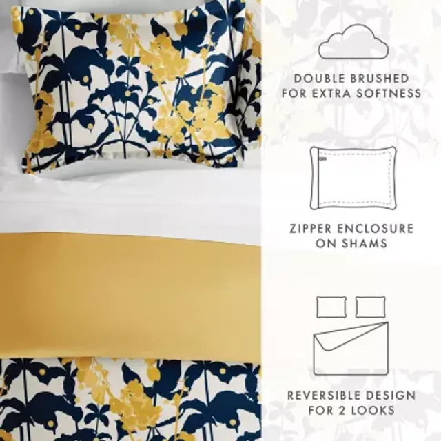 Casual Comfort Boho Flower Patterned Reversible Duvet Cover Set