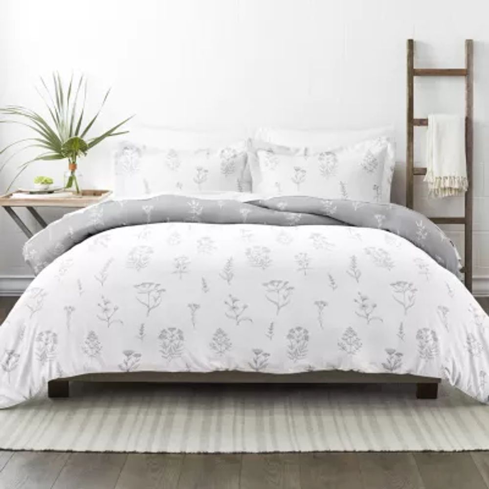 Casual Comfort Botany Floral Patterned Reversible Duvet Cover Set