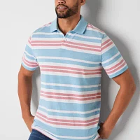 St. John's Bay Essential Striped Oxford Mens Classic Fit Short Sleeve Polo Shirt