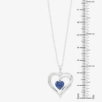 Womens Diamond Accent Lab Created Blue Ceylon Sapphire Sterling Silver Pendant Necklace