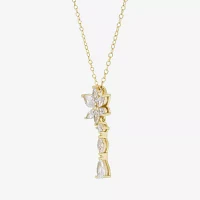 DiamonArt® Womens 1 1/3 CT. T.W. White Cubic Zirconia 14K Gold Over Silver Pear Pendant Necklace