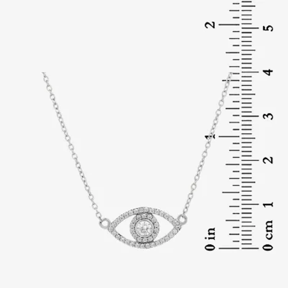 DiamonArt® Womens 5/ CT. T.W. White Cubic Zirconia Sterling Silver Pendant Necklace