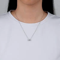 Womens 2 CT. T.W. White Zirconia Sterling Silver Square Pendant Necklace