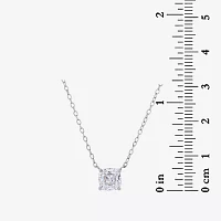 Womens 2 CT. T.W. White Zirconia Sterling Silver Square Pendant Necklace