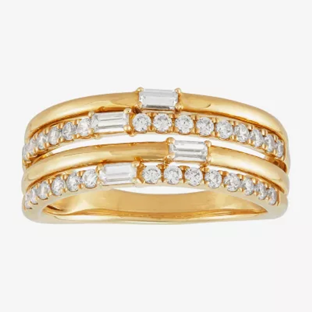 (H-I / Si1-Si2) 2.5MM 1/2 CT. T.W. Lab Grown White Diamond 14K Gold Over Silver Sterling Band