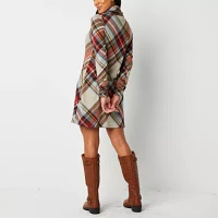 R & K Originals Womens Long Sleeve Plaid Shift Dress