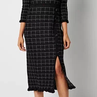 Studio 1 Womens 3/4 Sleeve Midi Sweater Dress