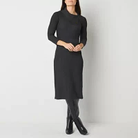 Studio 1 Womens 3/4 Sleeve Midi Sweater Dress