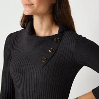 Studio 1 Womens 3/4 Sleeve Midi Sweater Dress