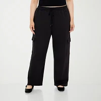 Forever 21 Fleece Womens Mid Rise Straight Cargo Pant-Juniors Plus