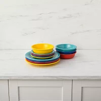 Fiesta Mixed Vibrant Classic Rim 12-pc. Dinnerware Set