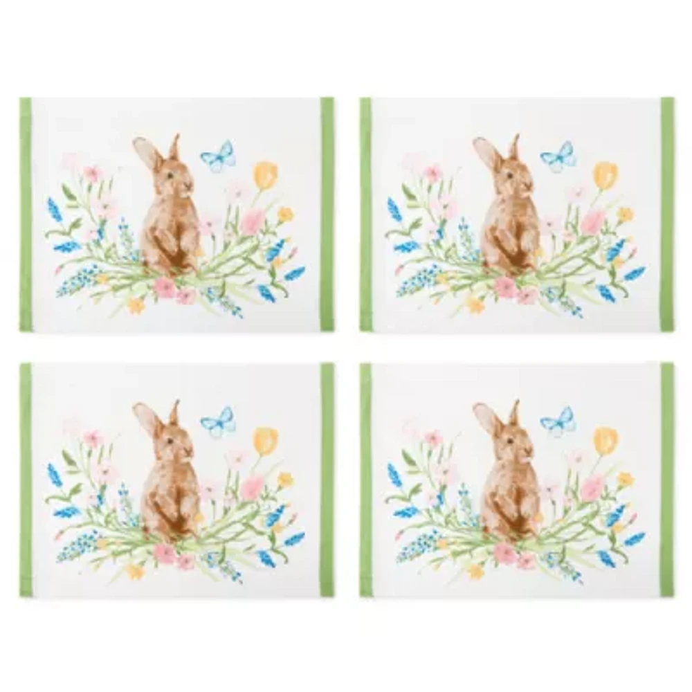 Linden Street Easter Floral Bunny 4-pc. Placemats