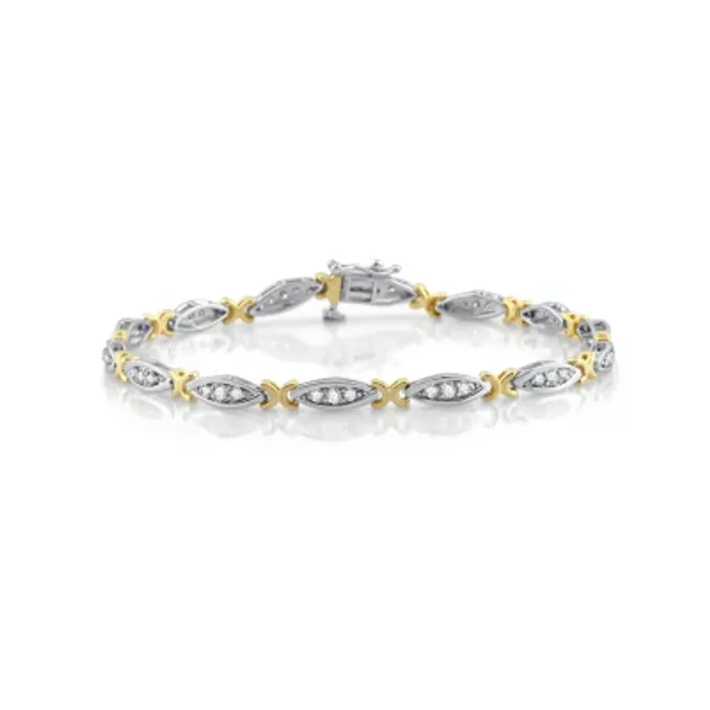 7 1/2 Inch 1 CT.T.W. Natural Diamond 10K Gold Link Bracelet