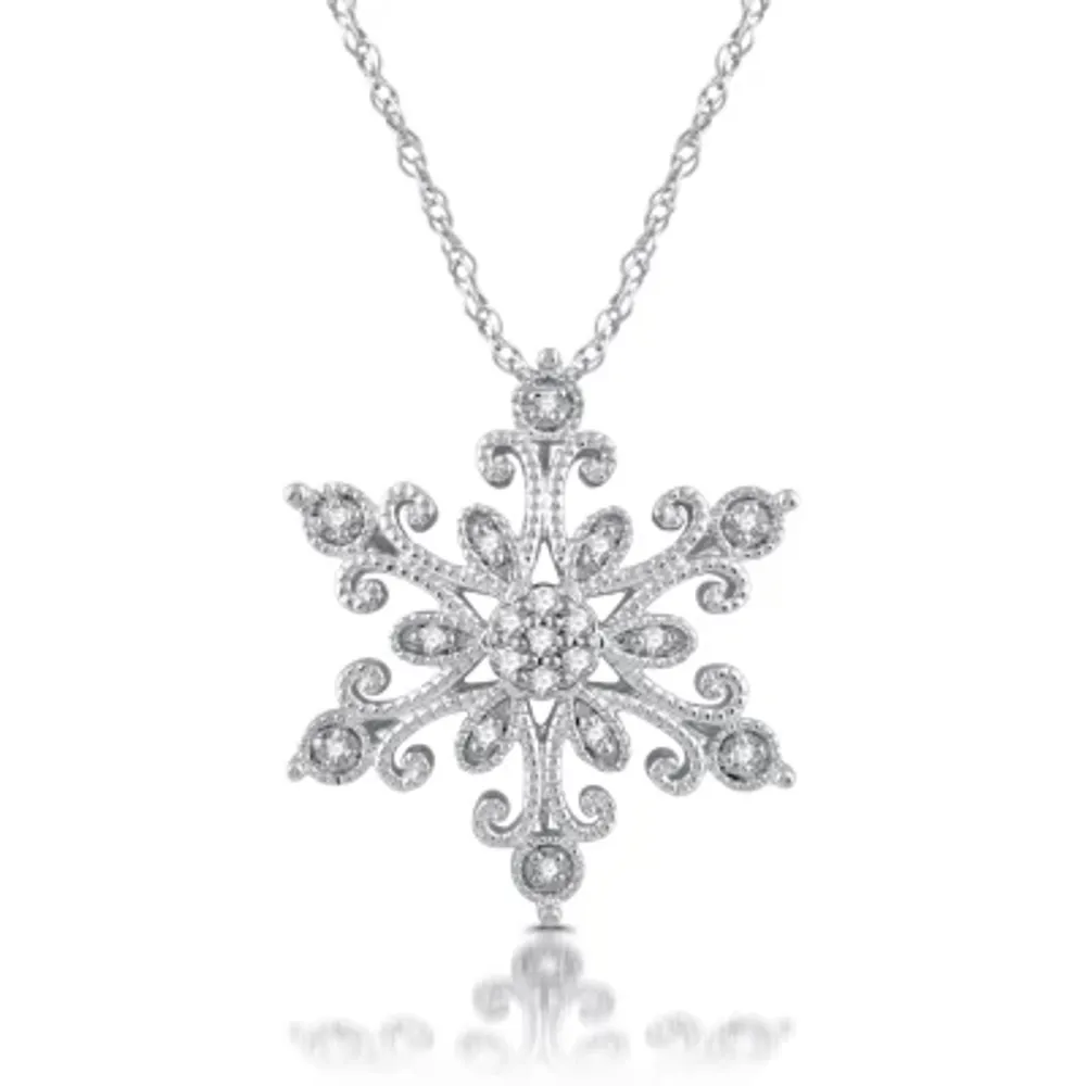 Kay Outlet Unstoppable Love Swiss Blue Topaz & White Lab-Created Sapphire Snowflake  Necklace Sterling Silver 18