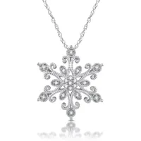 Diamond Blossom Womens 1/10 CT. T.W. Natural White Diamond Sterling Silver Snowflake Pendant Necklace