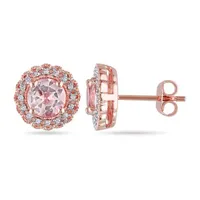 1/10 CT. T.W. Genuine Pink Morganite 18K Rose Gold Over Silver 10.3mm Stud Earrings