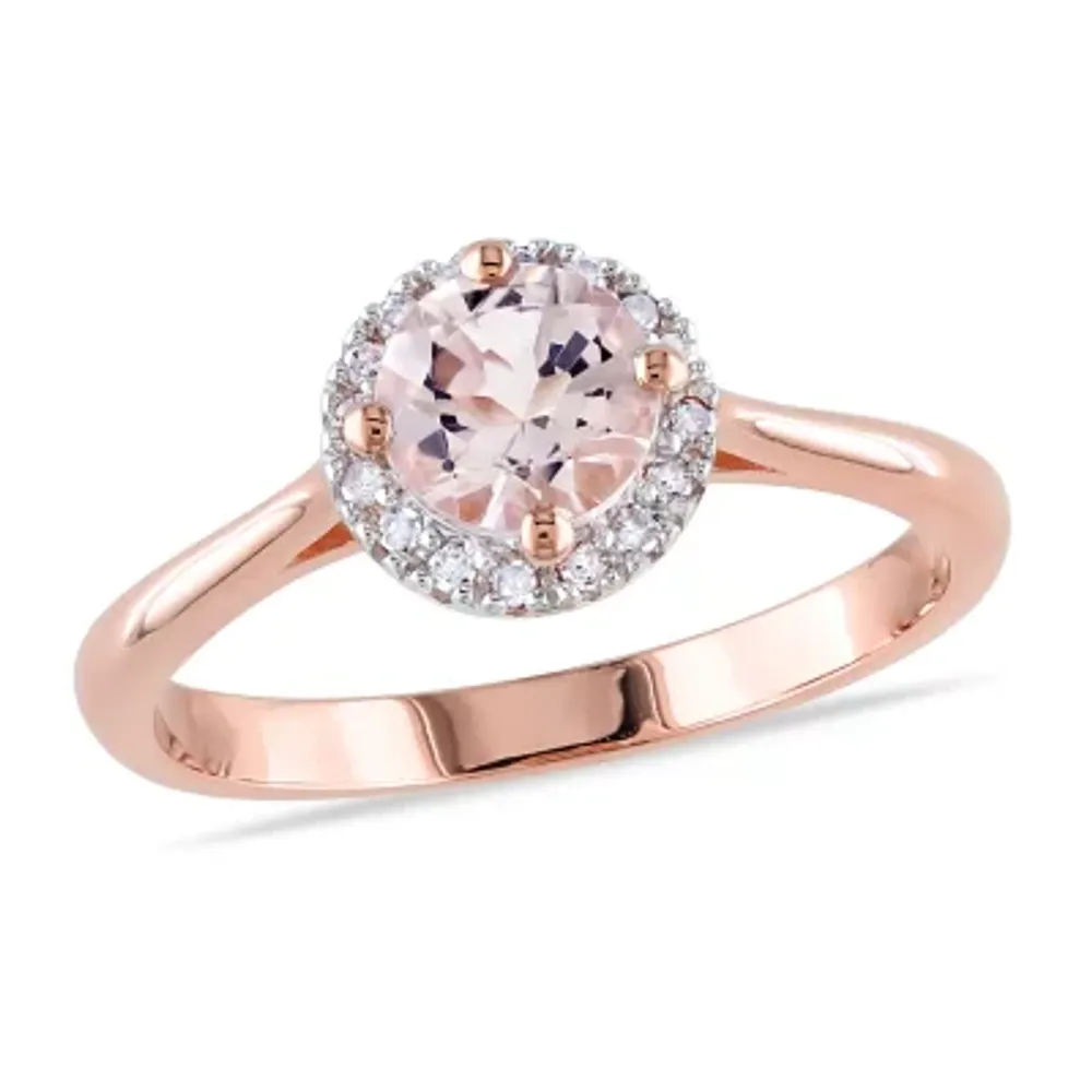 Womens 1/10 CT. T.W. Genuine Pink Morganite 18K Rose Gold Over Silver Cocktail Ring