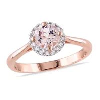 Womens 1/10 CT. T.W. Genuine Pink Morganite 18K Rose Gold Over Silver Cocktail Ring