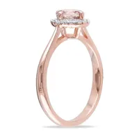 Womens 1/10 CT. T.W. Genuine Pink Morganite 18K Rose Gold Over Silver Cocktail Ring