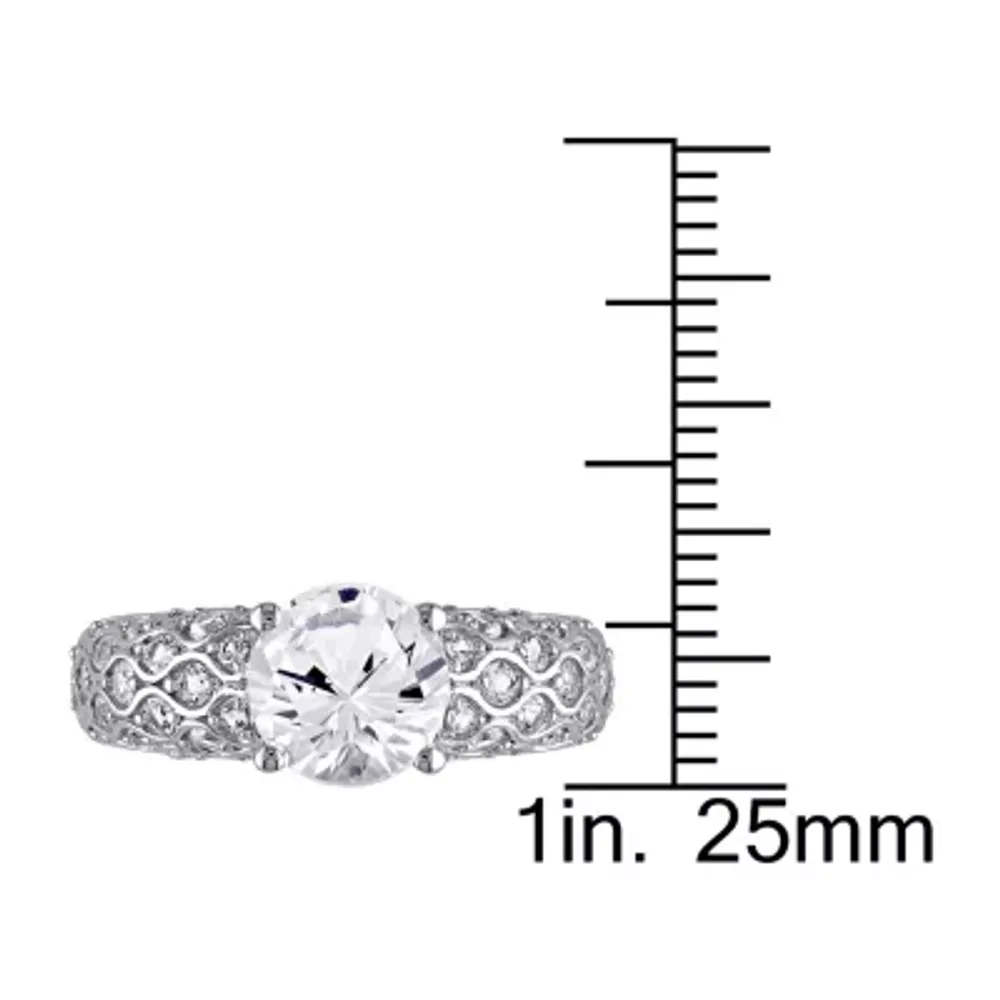 Modern Bride Gemstone Womens Lab Created White Sapphire 10K Gold Round Engagement Ring