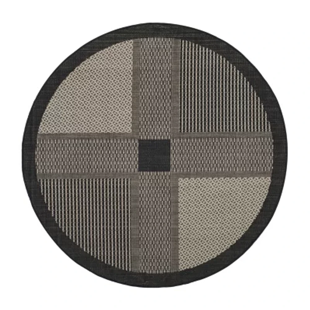 Safavieh Courtyard Collection Bronagh Geometric Indoor/Outdoor Round Area Rug