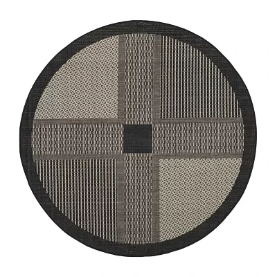 Safavieh Courtyard Collection Bronagh Geometric Indoor/Outdoor Round Area Rug