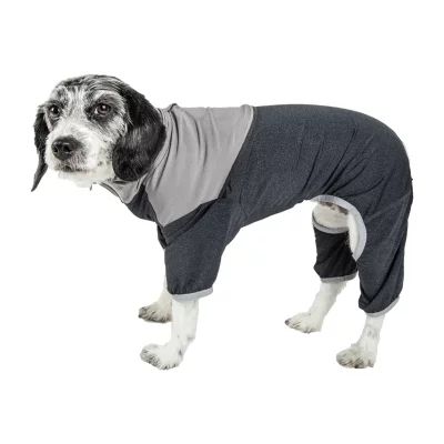 Pet Life ® Active 'Embarker' Heathered Performance 4-Way Stretch Two-Toned Full Body Warm Up