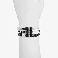 Mixit Silver Tone & Black Beaded Stretch -pc. Simulated Pearl Bracelet Set