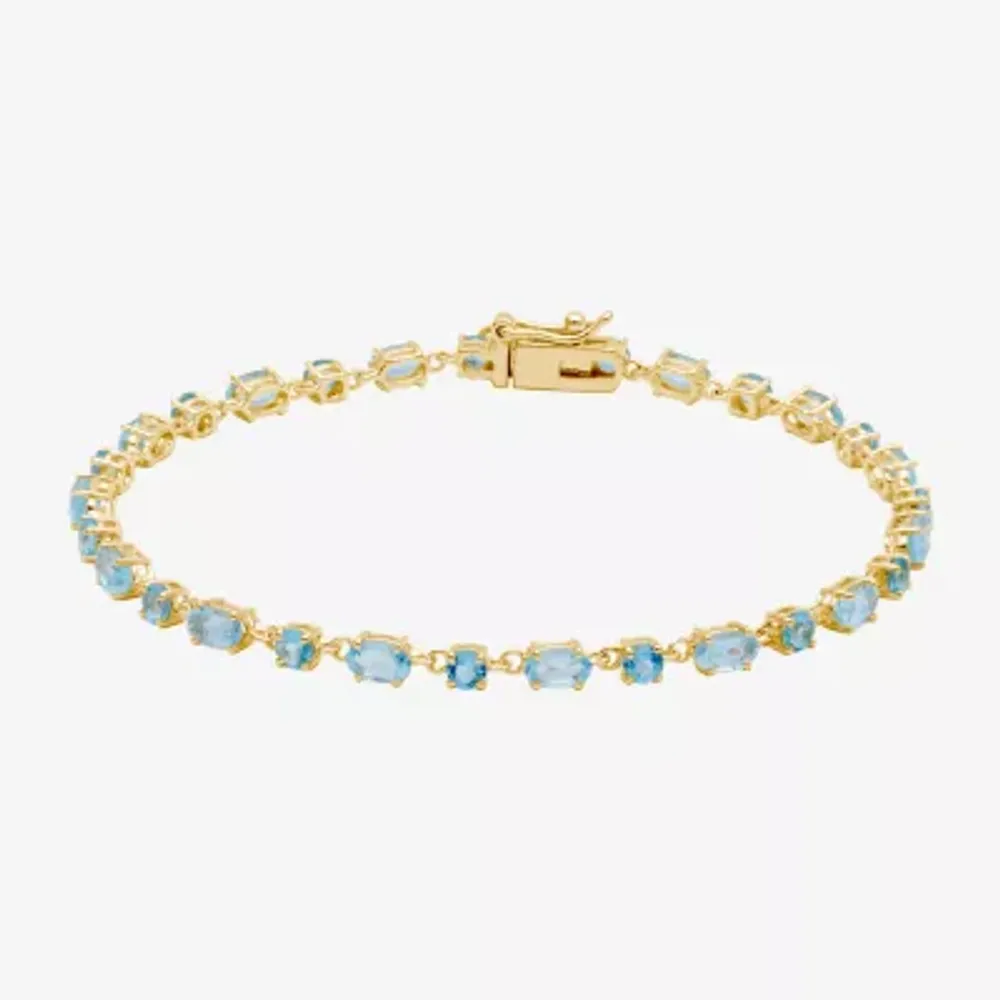 Genuine Blue Topaz 14K Gold Over Silver Sterling Silver 7.25 Inch Tennis Bracelet