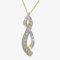 Womens 1 CT. T.W. Natural White Diamond 10K Gold Pendant Necklace