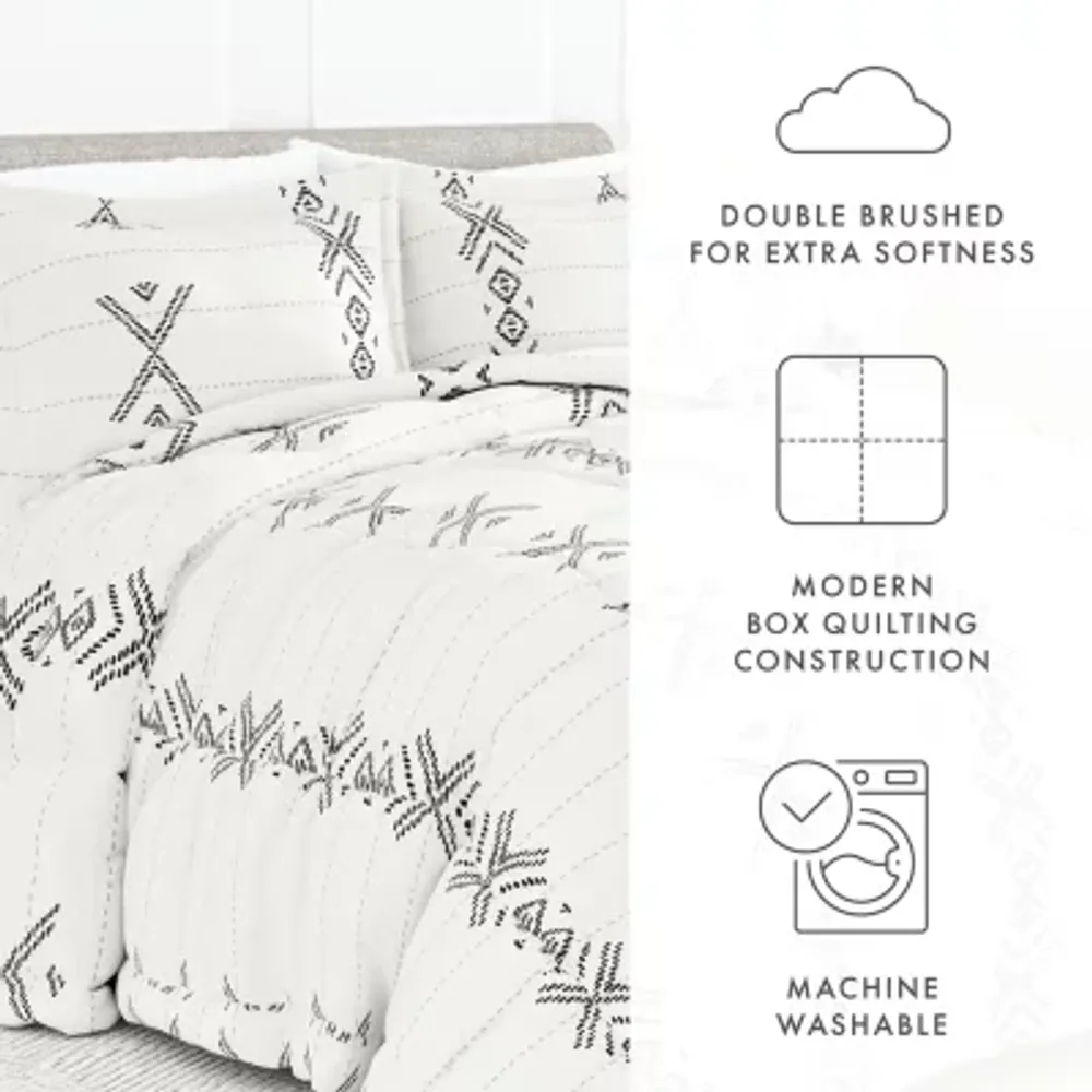 Casual Comfort Premium Down Alternative Urban Stitch Patterned Comforter Set