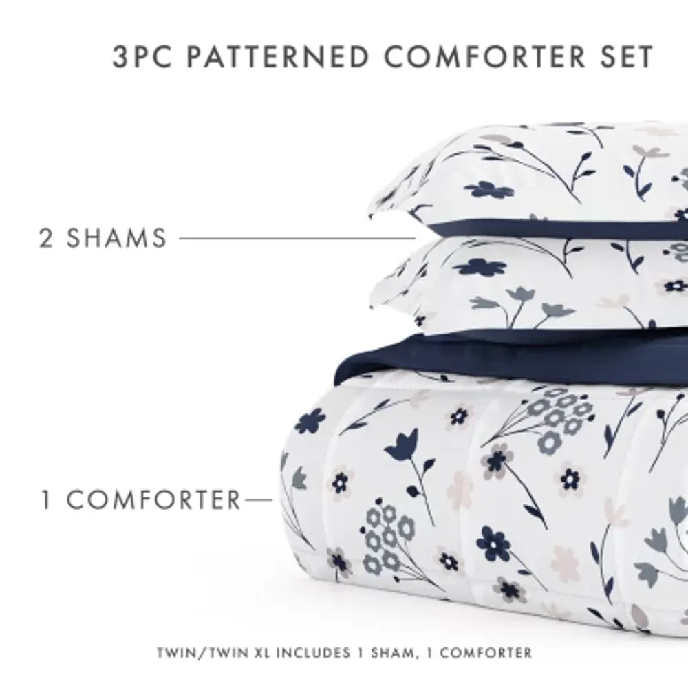 Casual Comfort Premium Down Alternative Forget Me Not Reversible Comforter Set