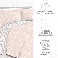 Casual Comfort Premium Down Alternative Pressed Flowers Reversible Comforter Set