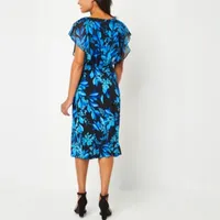 Connected Apparel Womens Sleeveless Floral Sheath Dress