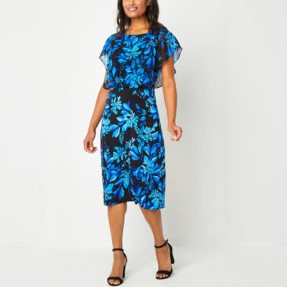 Connected Apparel Womens Sleeveless Floral Sheath Dress