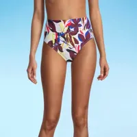 Sonnet Shores Womens Lined Floral High Waist Bikini Swimsuit Bottom