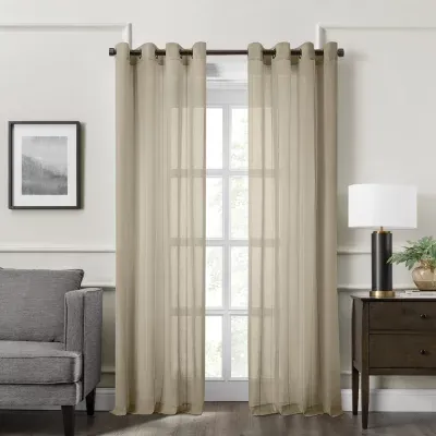 Fieldcrest Heritage Mirron Solid Sheer Grommet Top Single Curtain Panel