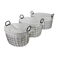 Cheungs Set Of 3 Lined Oval Wire Baskets