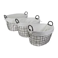 Cheungs Set Of 3 Lined Oval Wire Baskets